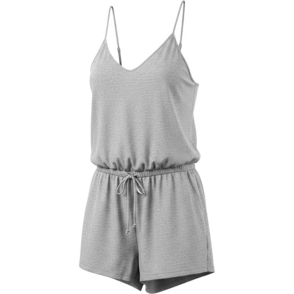 Joes Jeans Heather Grey Knit Romper Sleeveless V-Neck Drawstring Waist Womens M